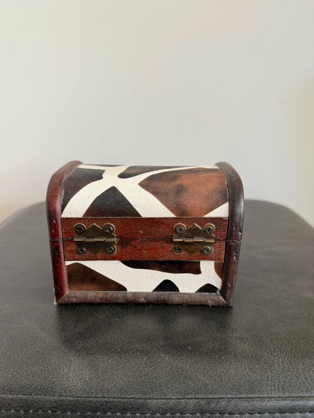 Decorative Giraffe-Pattern Trinket Box - Brown and White 3”